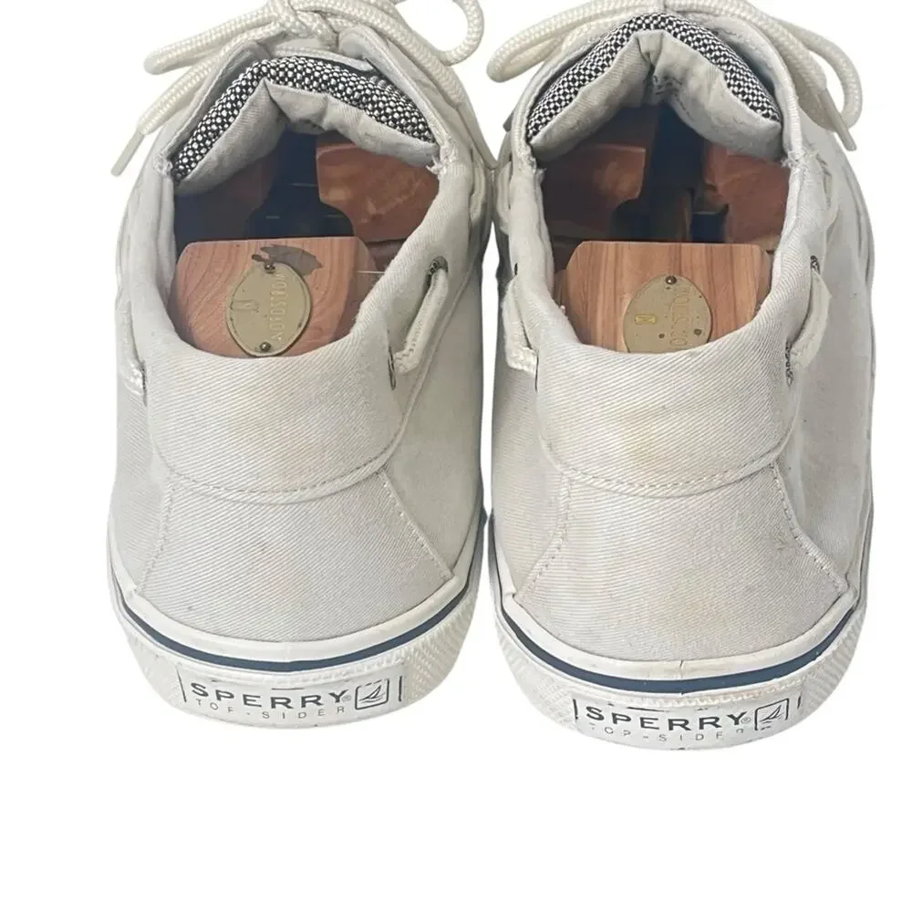 Sperry Canvas Boat Shoes Mens 13 Classic Lace Up Moccasin White Docksider Preppy